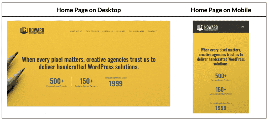 HDC home page on desktop and mobile