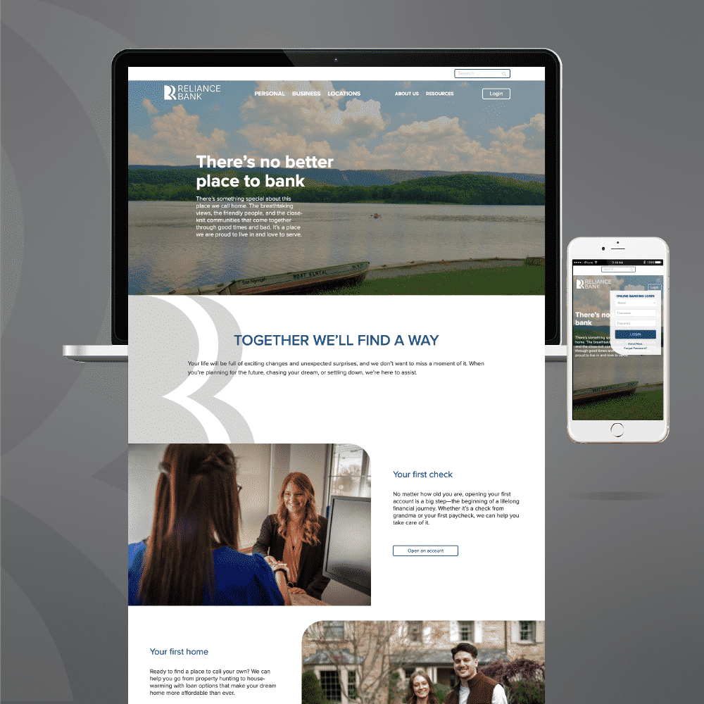 fresh design for the Reliance Bank website